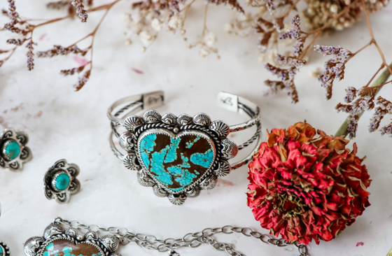 Turquoise Heart Cuff