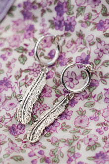  Silver Feather Hoops