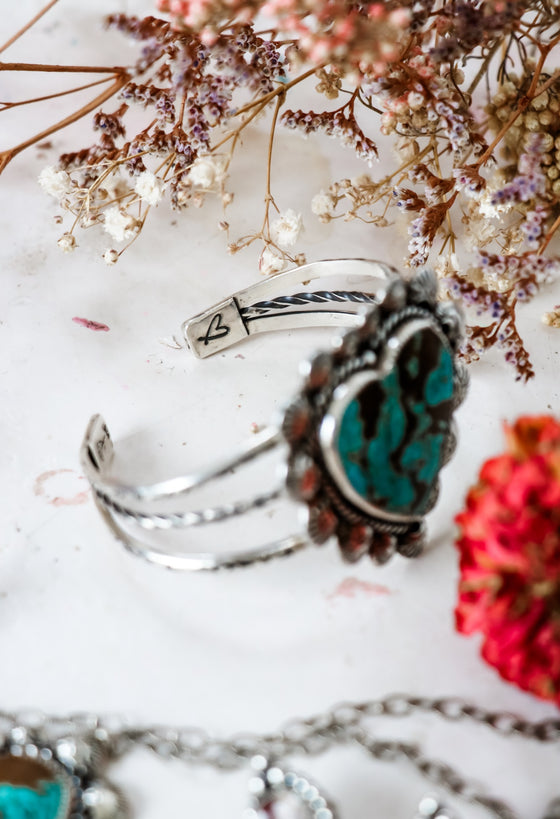 Turquoise Heart Cuff
