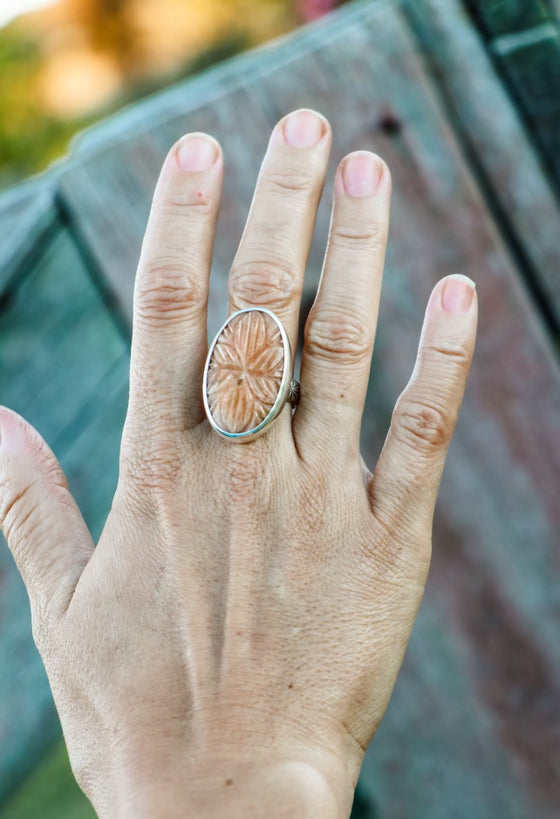 Peach Amazonite Ring