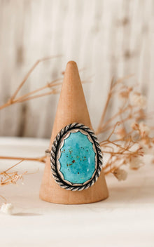  Scallop Turquoise Ring Size 9