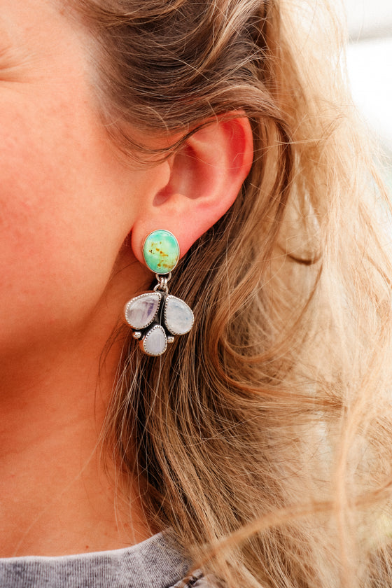 Turquoise & Moonstone Earrings